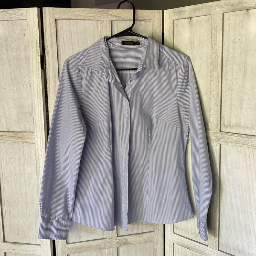 The Limited Woman’s Blue Stripe Button Blouse